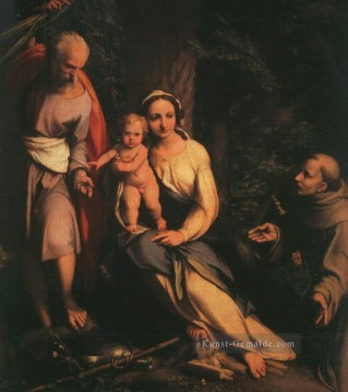der Rest auf dem Flug nach Ägypten mit St Francis Renaissance Manierismus Antonio da Correggio Ölgemälde